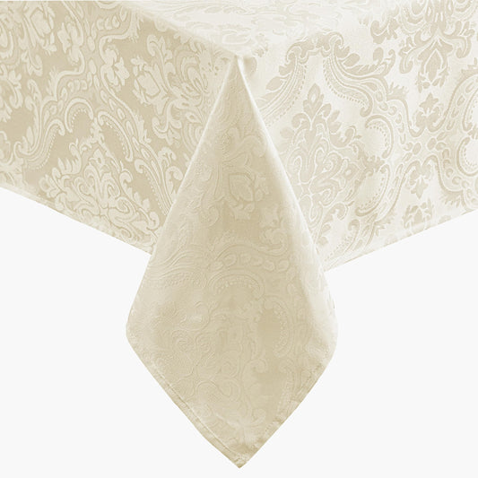 Threadmade Caiden Elegance Damask Tablecloth, Ivory - 52" W x 70" L
