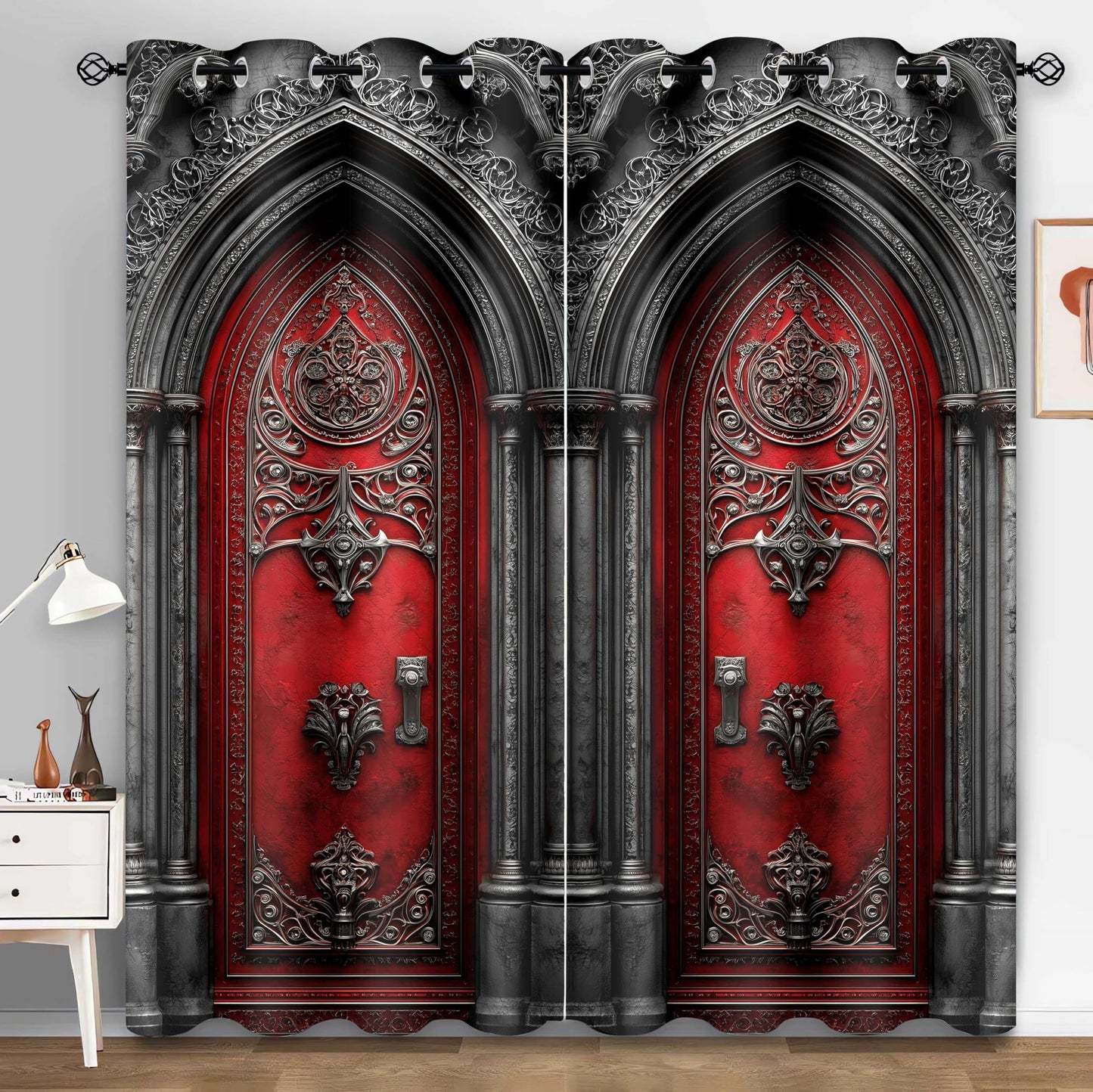 HIYSMT Medieval Castle Archway Blackout Curtains 4284inch Nordic Royal Palace Curtain Ancient Architectural Door Print Window Drapes for Bedroom Living Room Halloween Decoration 2Panels HILC05