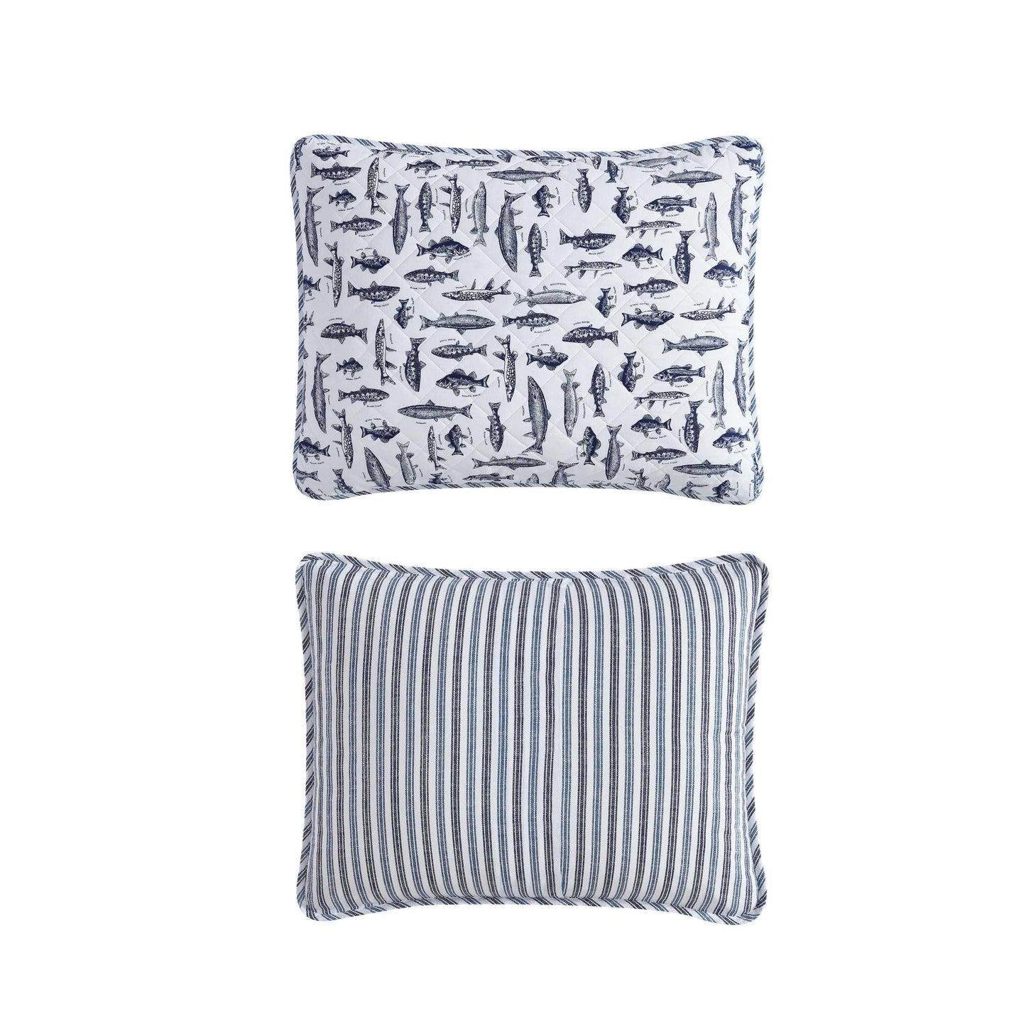 Eddie Bauer - Quilt Set, Super Soft Bedding with Matching Shams, Silky Smooth & Breathable, Classic Home Essentials (Wes Fish Blue, Full/Queen)
