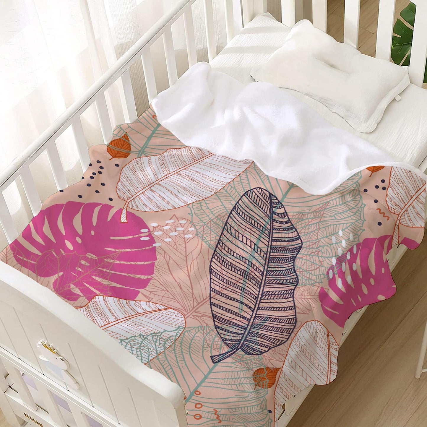 Blanket Leaves Tropical Plants Leaf Soft Cozy Throw Lightweight Microplush Blankets for Couch Bed Sofa All Season Warm-50 in x 40 in Small for Kids