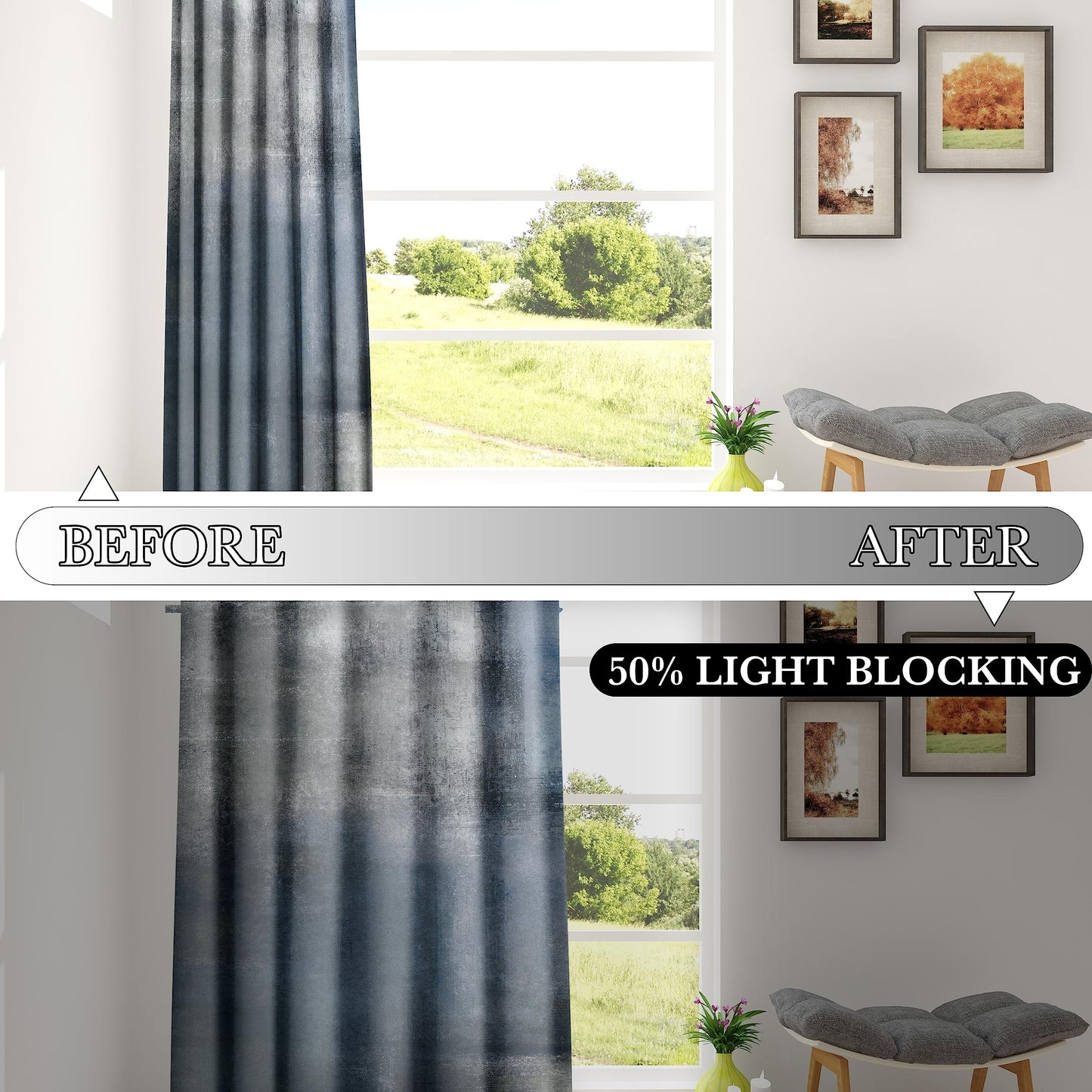 Asuexpect Dusty Blue Abstract Curtains 2 Panels Set Navy Grey Geometric Curtain Modern Chic Window Treatments Decorative for Farmhouse Living Room Bedroom Window 50% Darkening Curtain 52x84 Inch