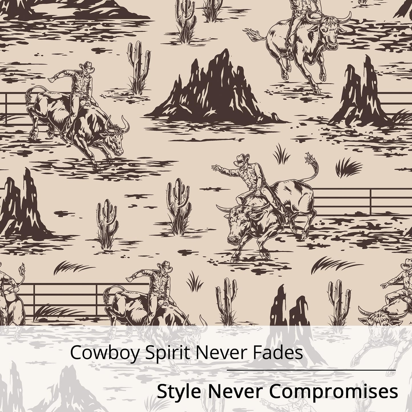 Western Cowboy Blackout Curtains – 100% Blackout Rustic Western Rodeo & Cowboy Design, Thermal Insulated Noise Reducing for Bedroom, Living Room & Man Cave (Desert Cowboy Sketch, W52xL84, 2 Panels)