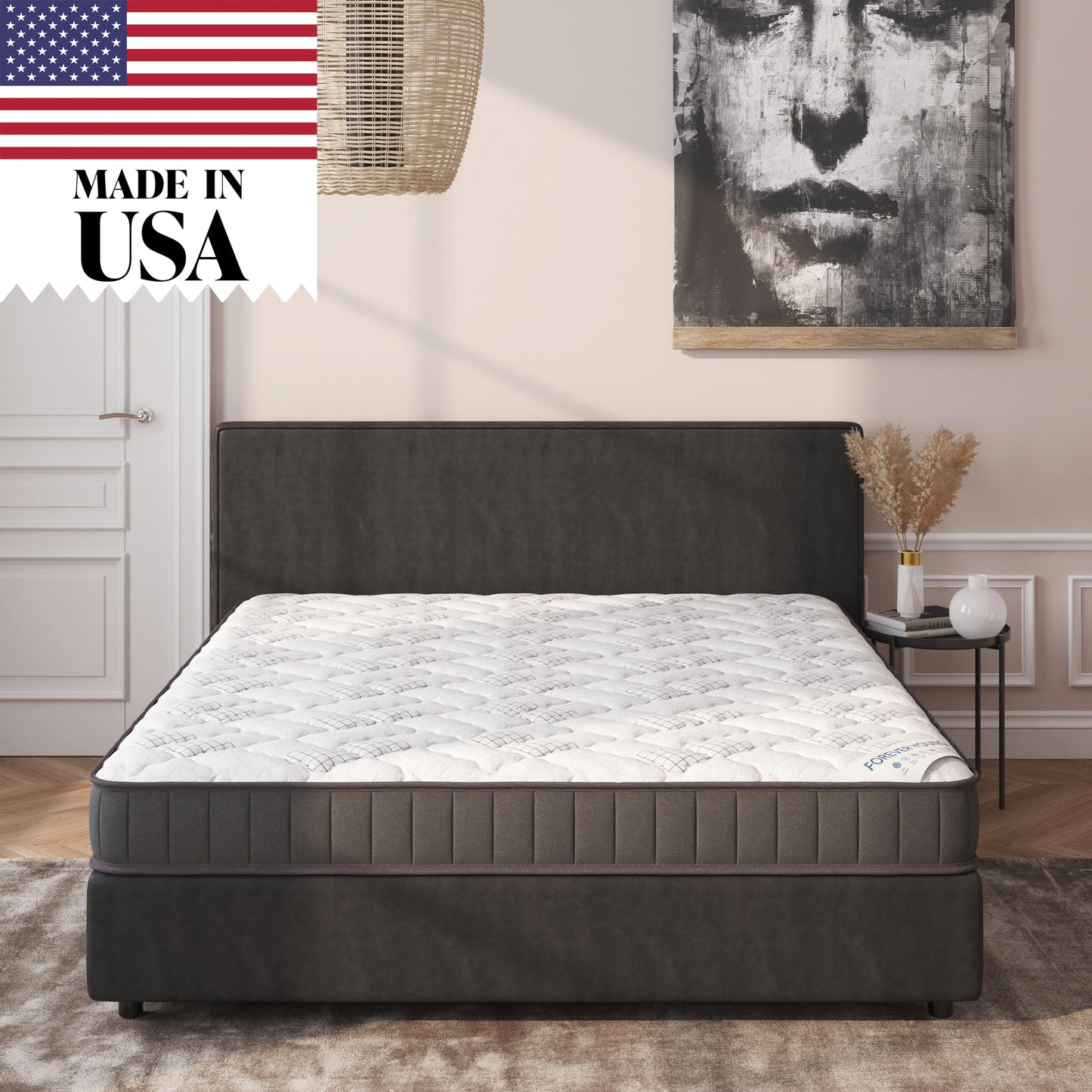 Ottomanson Queen 9" Hybrid Mattress - Medium Firm Support - Made in USA - Individually Pocketed Coils & CertiPUR-US Foam - Fiberglass-Free - Bed in a Box