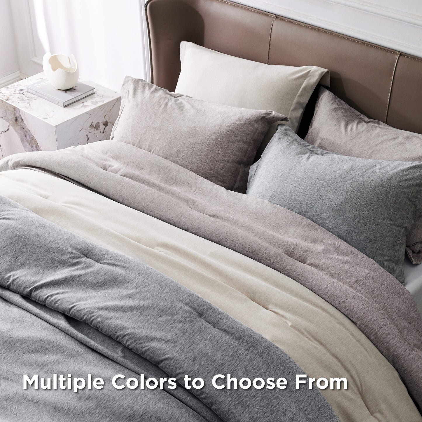 Bedsure Grey Queen Comforter Set - Soft Bedding for All Seasons, Cationic Dyed Bed Set, 3 Pieces, 1 Queen Size Comforter (90"x90") and 2 Pillow Shams (20"x26"+2")