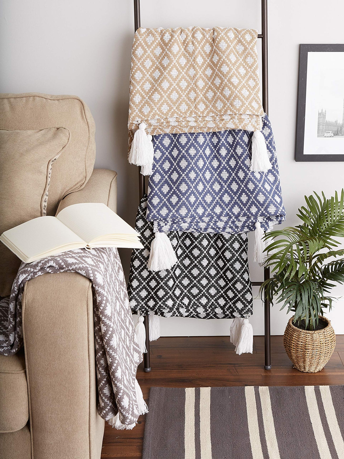DII Gray Diamond Lattice Throw, 50x60