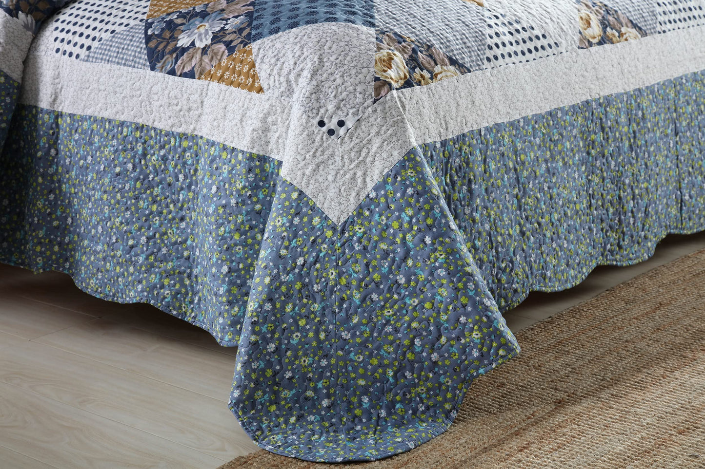 Travan 3-Piece King Bedspread Quilt Sets Patchwork Floral Oversized Reversible Soft Quilted Bedding Coverlet Set for All Seasons, King Size