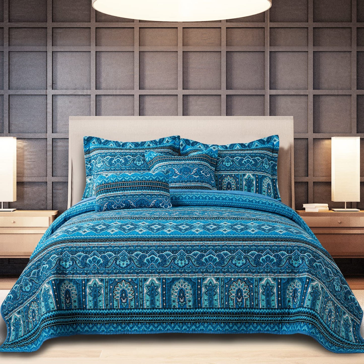 BEDIFANY Cotton Queen Quilt Sets, Lightweight Boho Queen Size Quilt Bedding Set with 2 Pillow Shams for Bed Decorations, Reversible Quilted Bedspread Coverlets for All Seasons