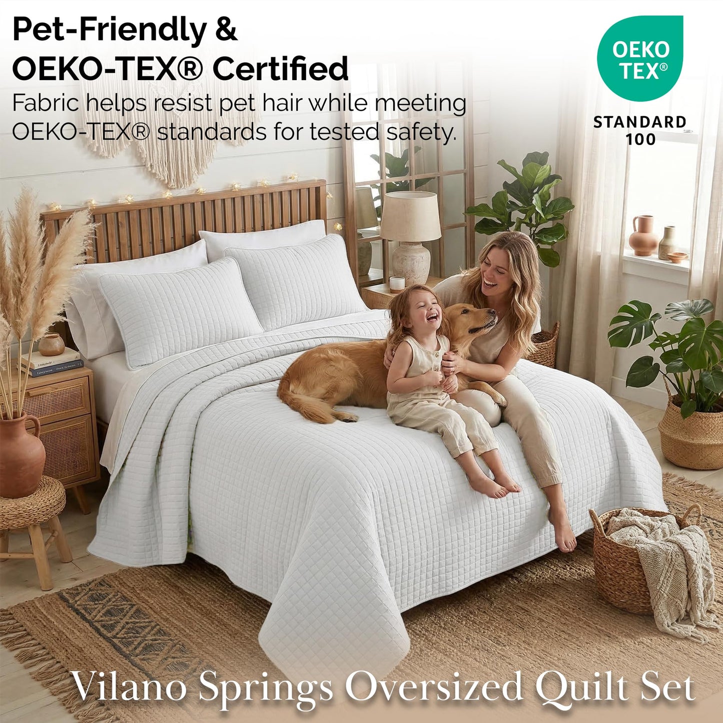 Southshore Fine Living, Inc. King Quilt Bedding Set with Shams, Coverlet Quilt King Size Bedspread, Luxury Bedding, Bed Spread for Kings/California Kings, Lightweight Quilted Coverlet, White Quilts