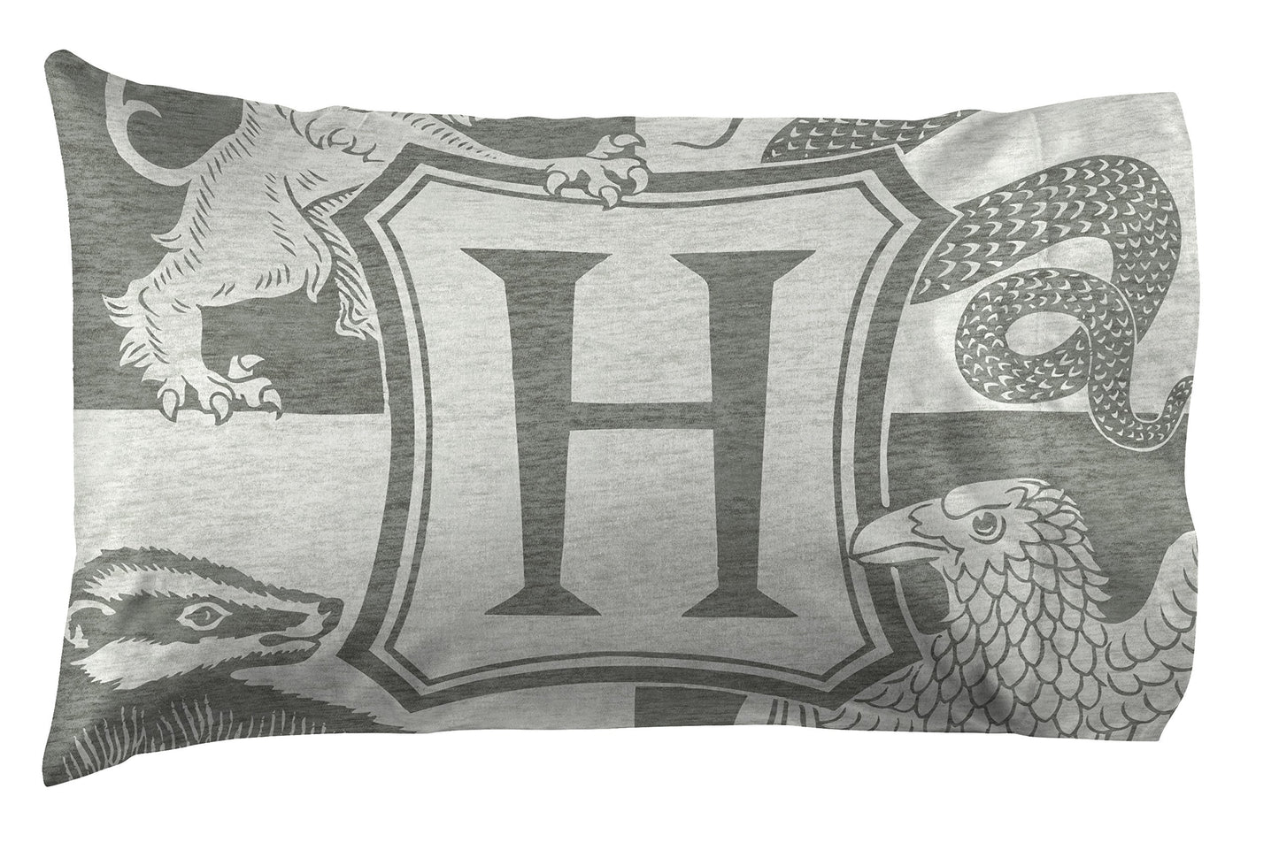Jay Franco Kids Sheet Set with Fitted, Flat Sheets & Pillow Cover - Ultra-Soft Bedding with Pillowcase for Room Decor, Gray - Harry Potter, 4 Piece Full