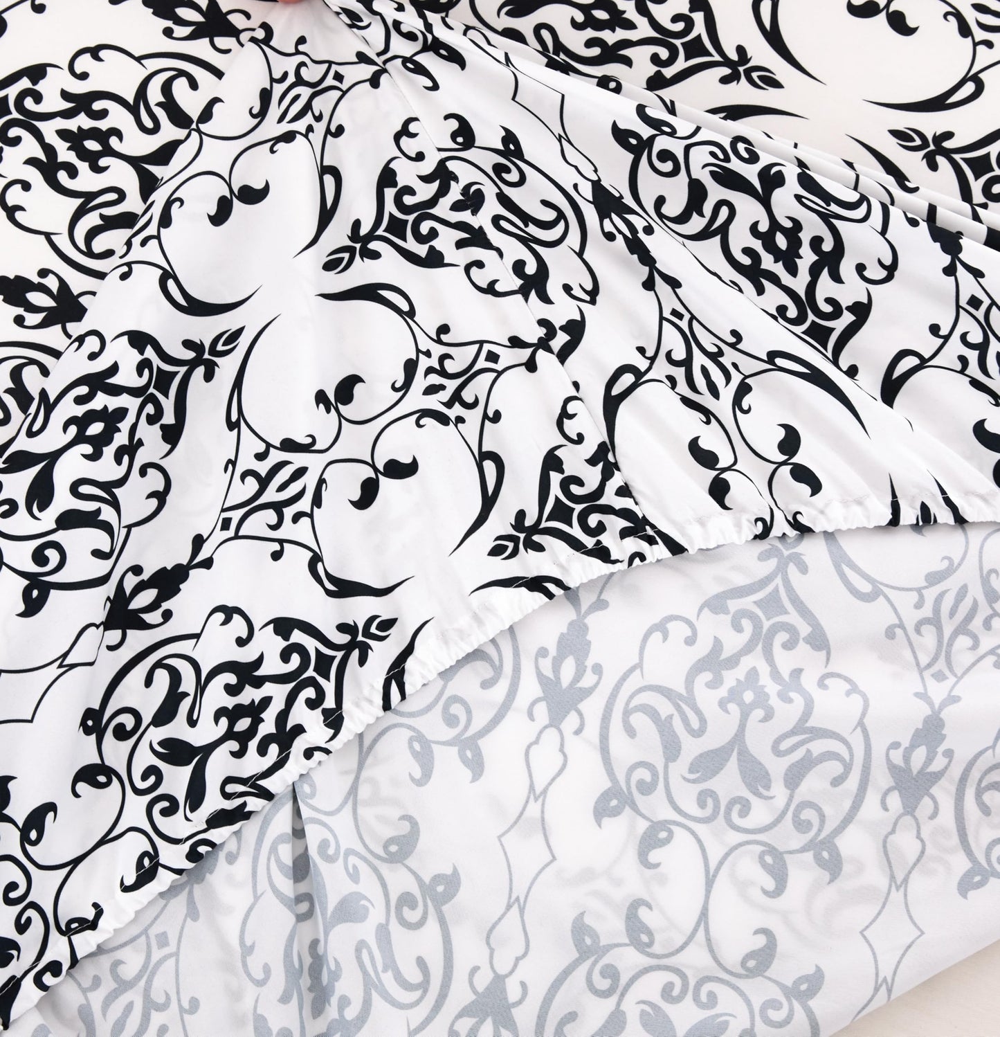 Spirit Linen home 6-Piece Queen Size Bed Sheet Set - Deep Pocket, Scroll Pattern, Soft and Breathable Bed Sheets, Microfiber Material, Includes 1 Fitted, 1 Flat, 4 Pillowcases - Black/White Scroll
