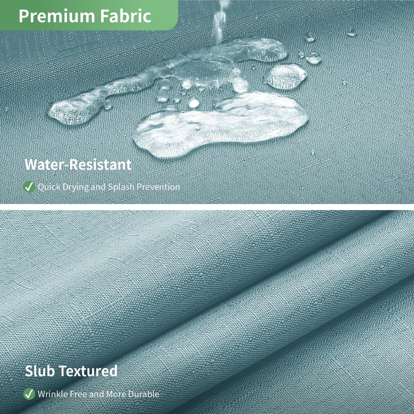 eachope Teal No Hook Shower Curtain with Snap-in Fabric Liner Set,Slub Textured Fabric Shower Curtains for Bathroom,Hotel Style Modern Shower Curtain,Water Repellent & Washable,71x74(72)