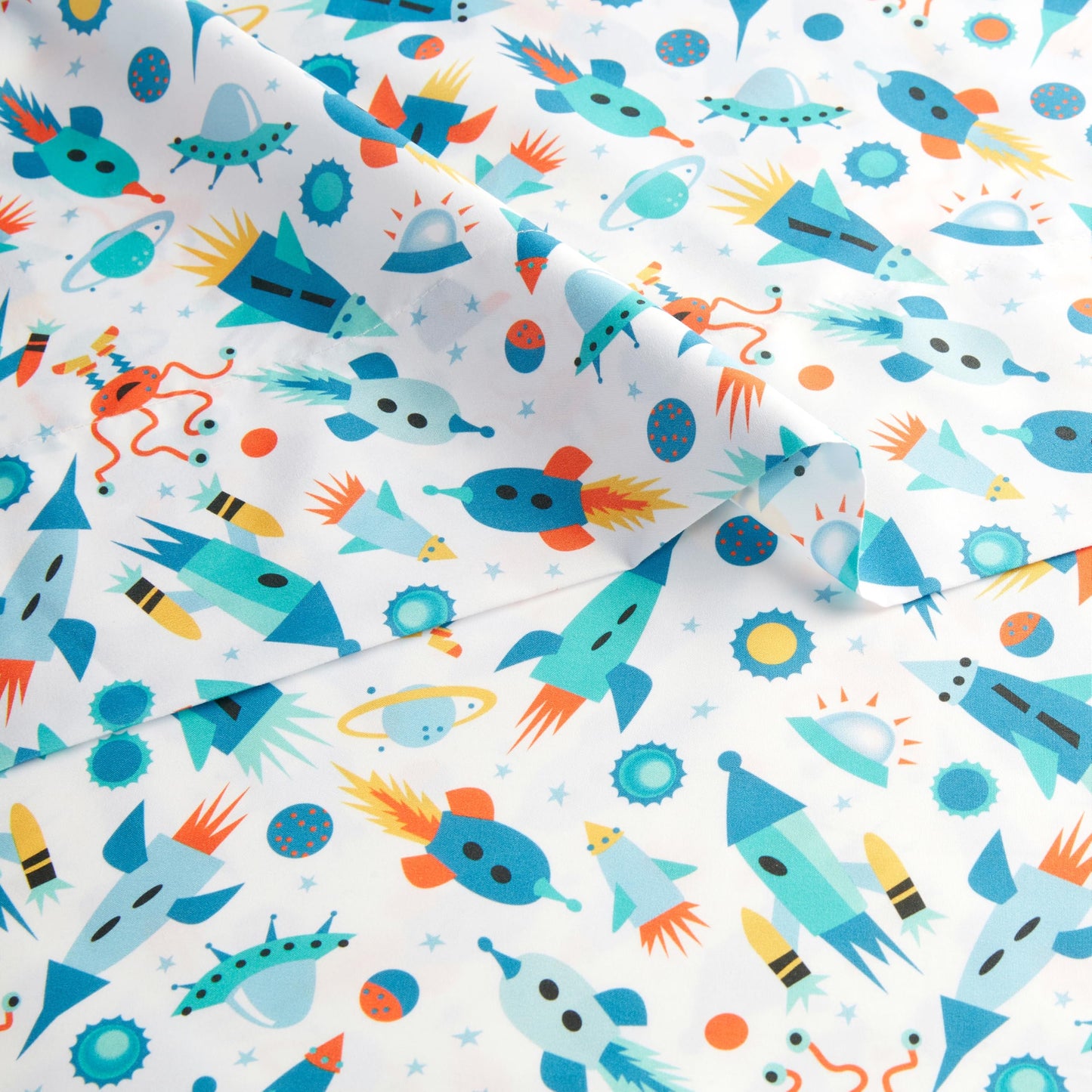 Amazon Basics Microfiber Kids' Sheet Set with Pillowcase, 3-Piece, Twin, Cosmic Adventure