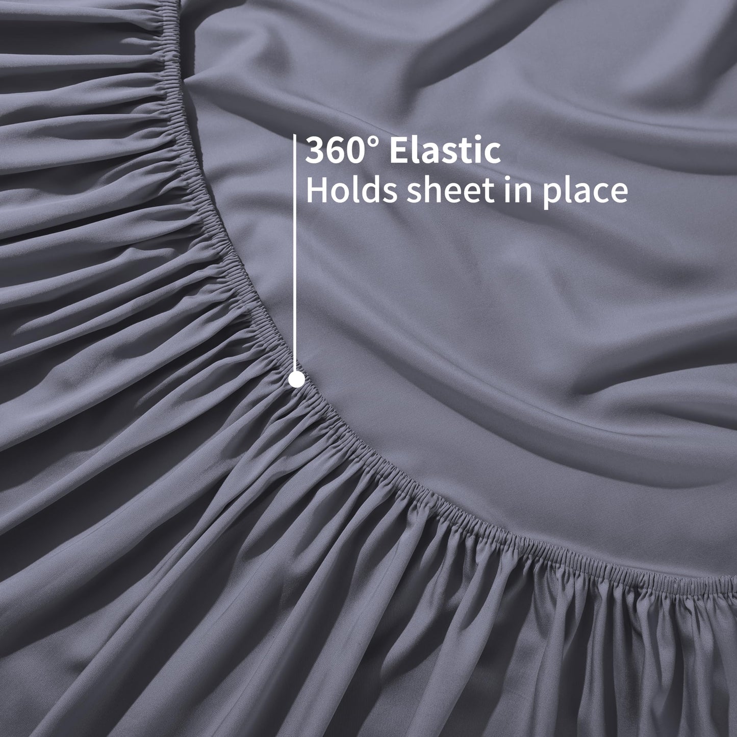 Bamboo Viscose Fitted Sheet Queen Size Only, 400 Thread Count, 16" Deep Pocket Cooling Bottom Sheets for Hot Sleeper, Silky Soft Breathable (Queen, Dark Grey