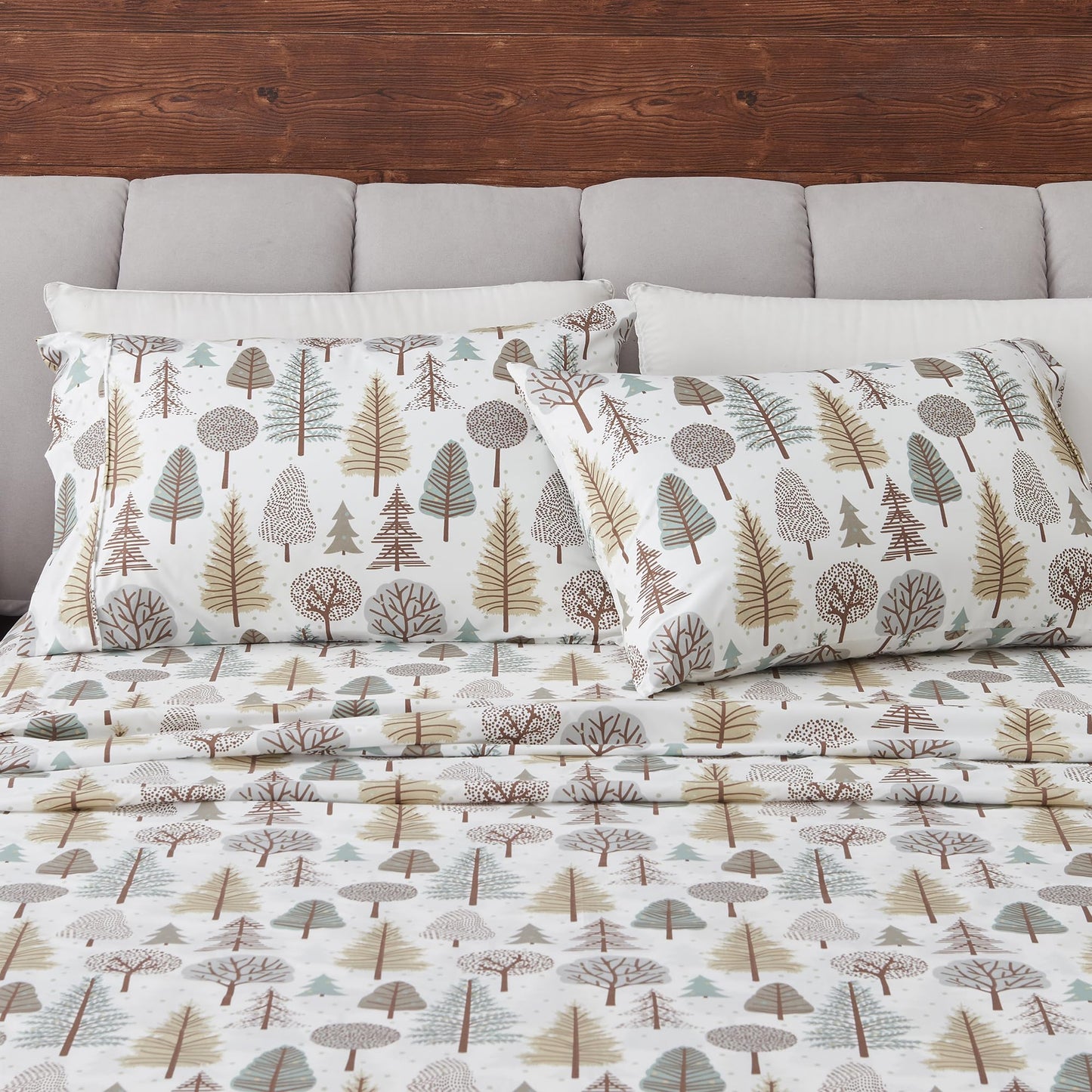 Great Bay Home Twin Size Microfiber Sheet Set - 3-Piece Lodge Bed Sheets - Ultra-Soft and Smooth Brushed Microfiber Woodland Decor Bedding (Forest Trail)
