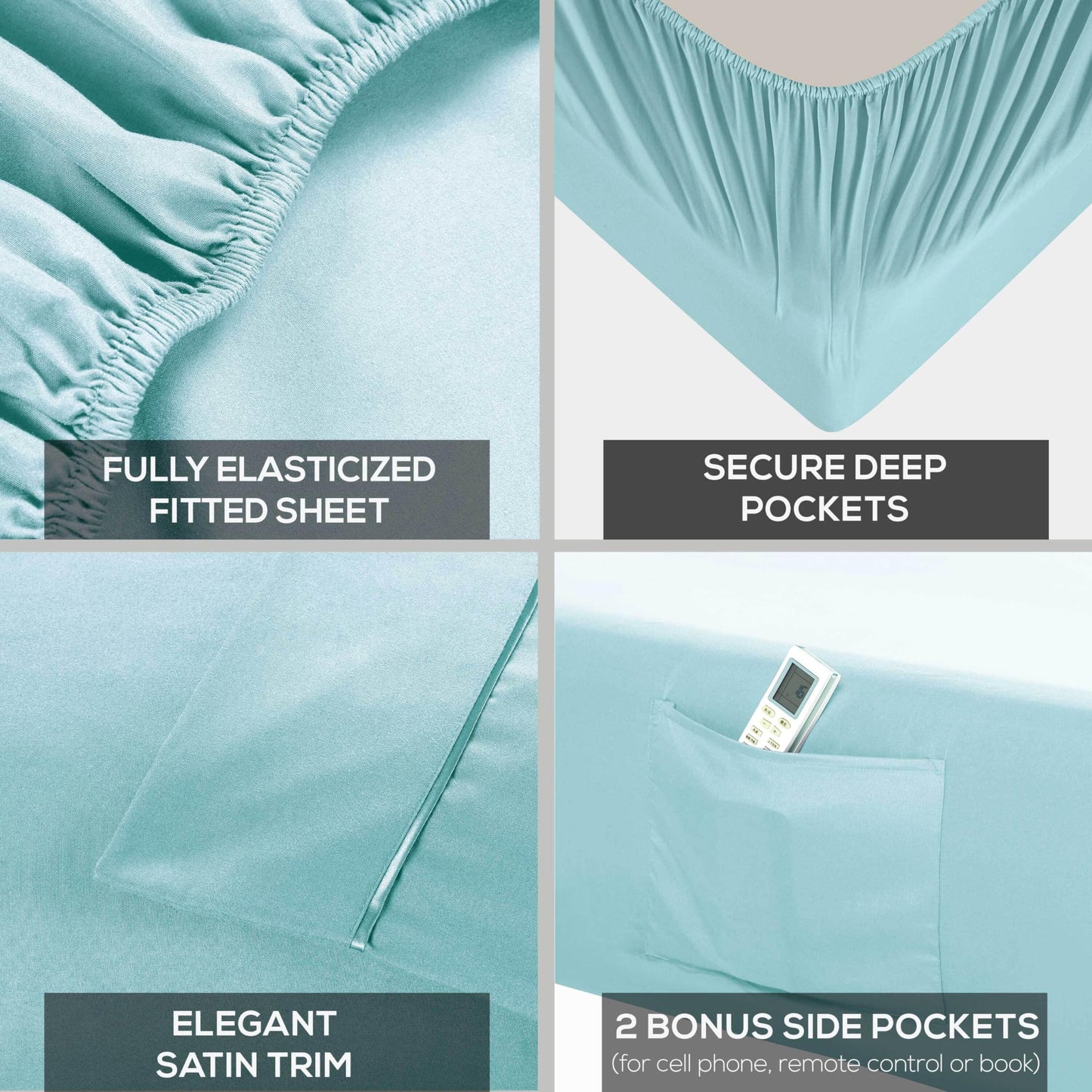 Mueller UltraTemp 6 PC Queen Sheet Set - Ultra-Soft Luxury Series, Cooling & Breathable Hotel Luxury Bed Sheets, Deep Pocket Wrinkle-Free Oeko-TEX, Aqua
