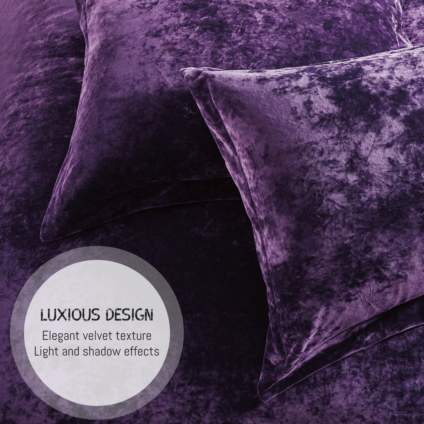 HUMESIIL Luxury Velvet Queen Comforter Set, 3 Pieces Reversible Comforters Queen Size with 2 Pillow Shams, Brushed Solid Microfiber Back, All Season Cozy, Soft, Warm, Lightweight (Purple，90x90 Inch)