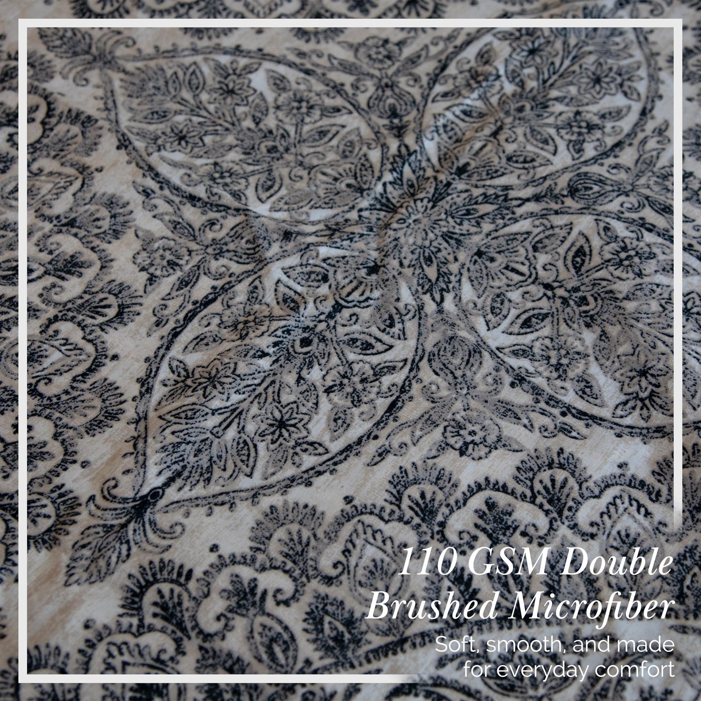 Southshore Fine Living, Inc. Oversized King Duvet Cover Paisley Set – Boho Duvet Cover Cal King with 2 Shams, Zipper Closure, Corner Ties, Easy Care Microfiber, Neutral Bohemian Bedding – Ashanti Grey