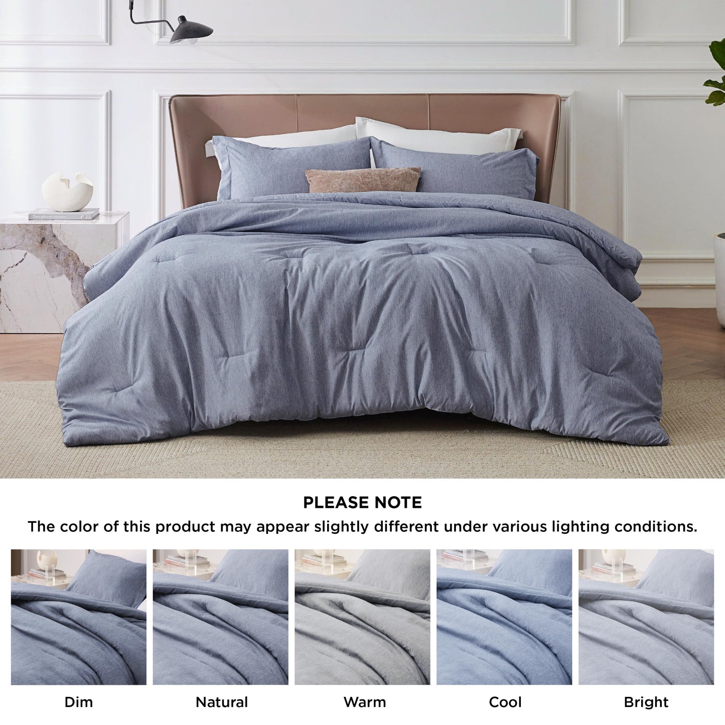 Bedsure Queen Comforter Set - Navy Blue Soft Bedding for All Seasons, Cationic Dyed Bed Set, 3 Pieces, 1 Queen Size Comforter (90"x90") and 2 Pillow Shams (20"x26"+2")