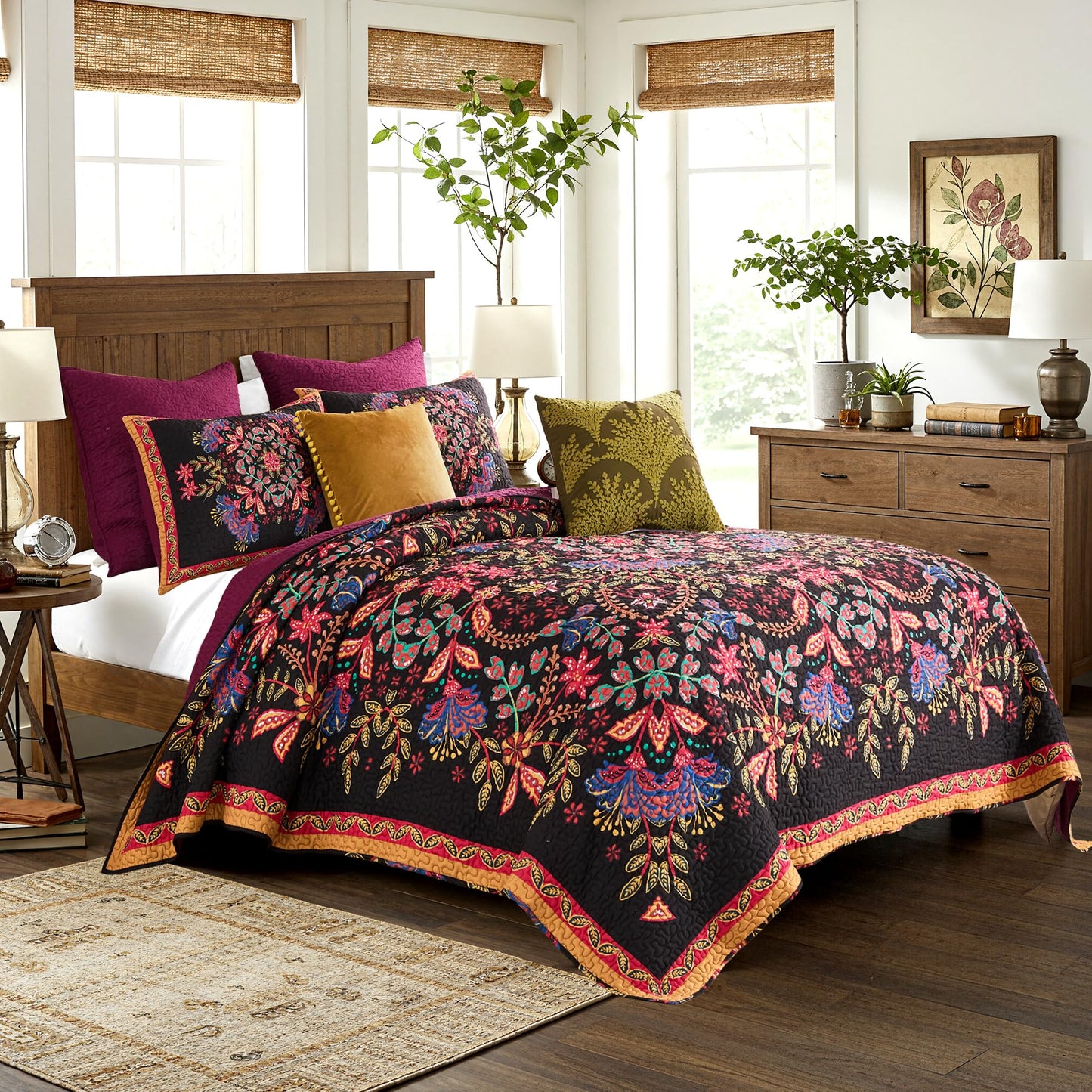 Greenland Home Fashions Jessa Vintage Boho Collection Quilt Set, 3-Piece King/Cal King