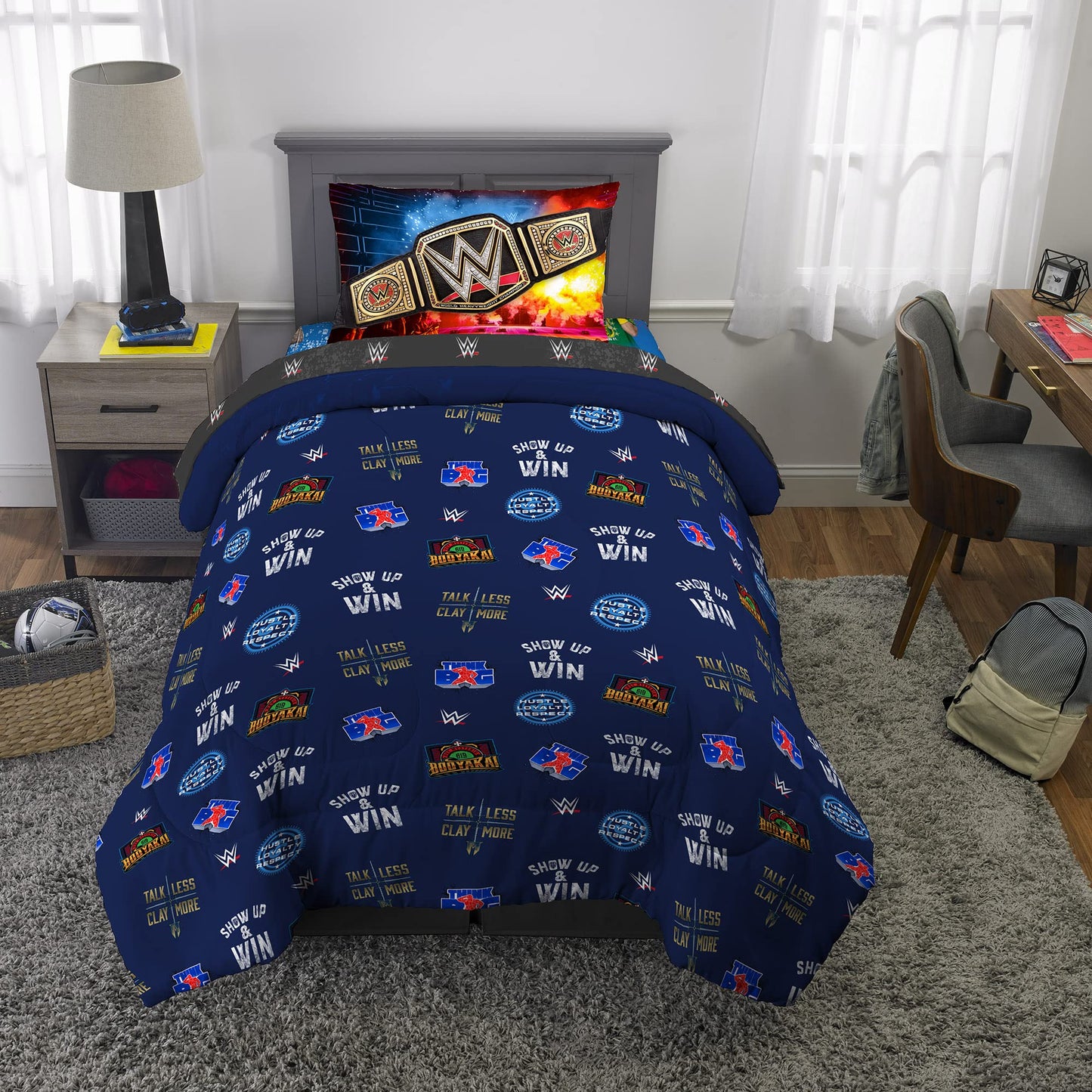 WWE Wrestlemania Kids Bedding Set, Super Soft Microfiber Comforter & Sheet Set, 4-Piece Twin, (Officially Licensed Product) by Franco