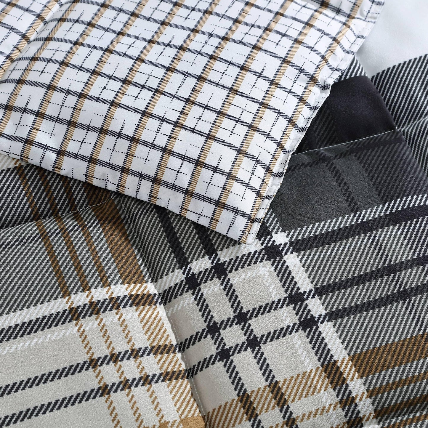 Eddie Bauer - Queen Comforter Set, Plaid Reversible Bedding, Stylish & Warm Home Decor (Normandy Grey, Queen)