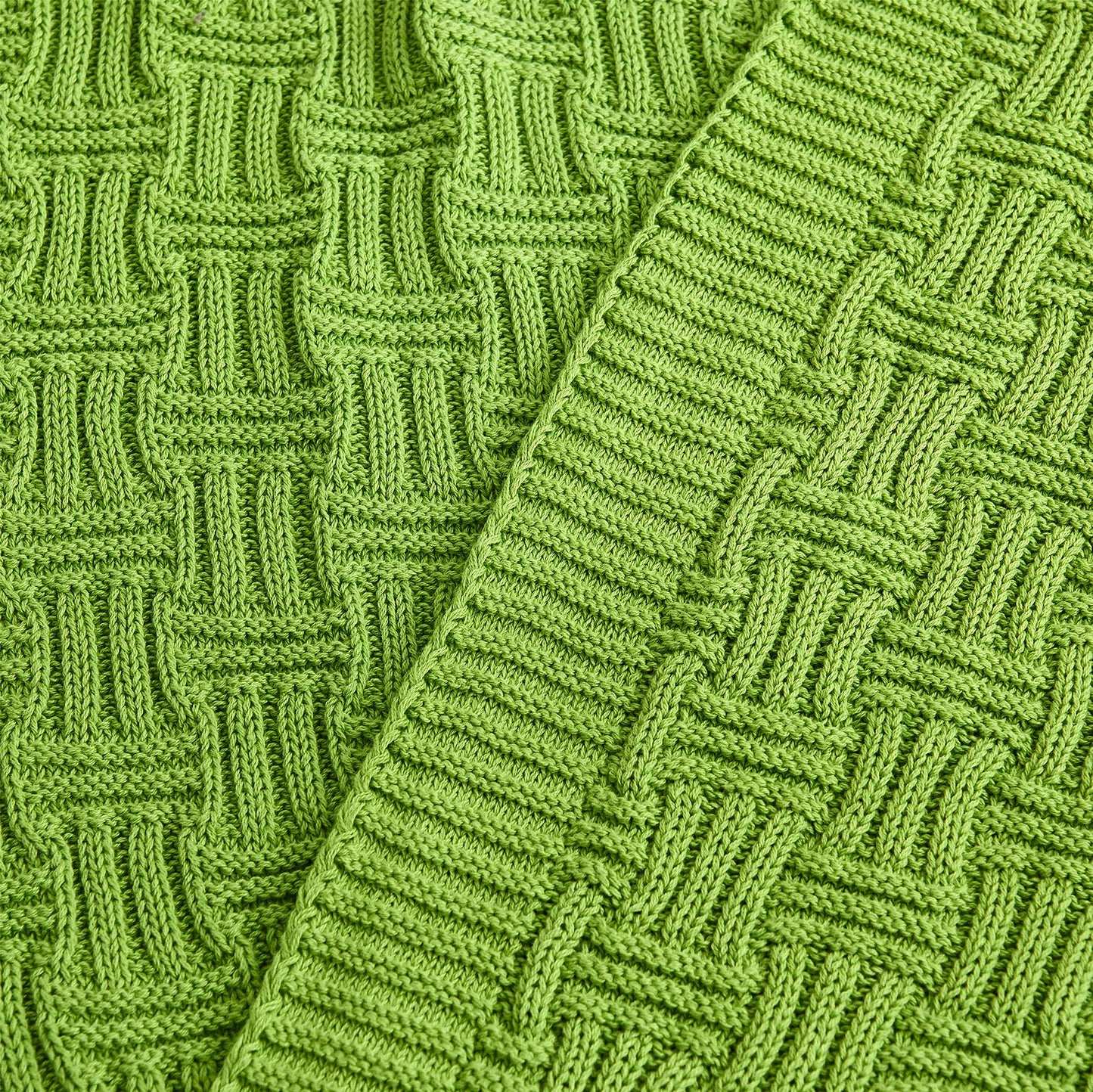 Longhui bedding Cotton Cable Green Knit Throw Blanket for Couch Chairs Bed Beach, Home Decorative Throws Blankets, 50 x 60 Inch, 2.2lb