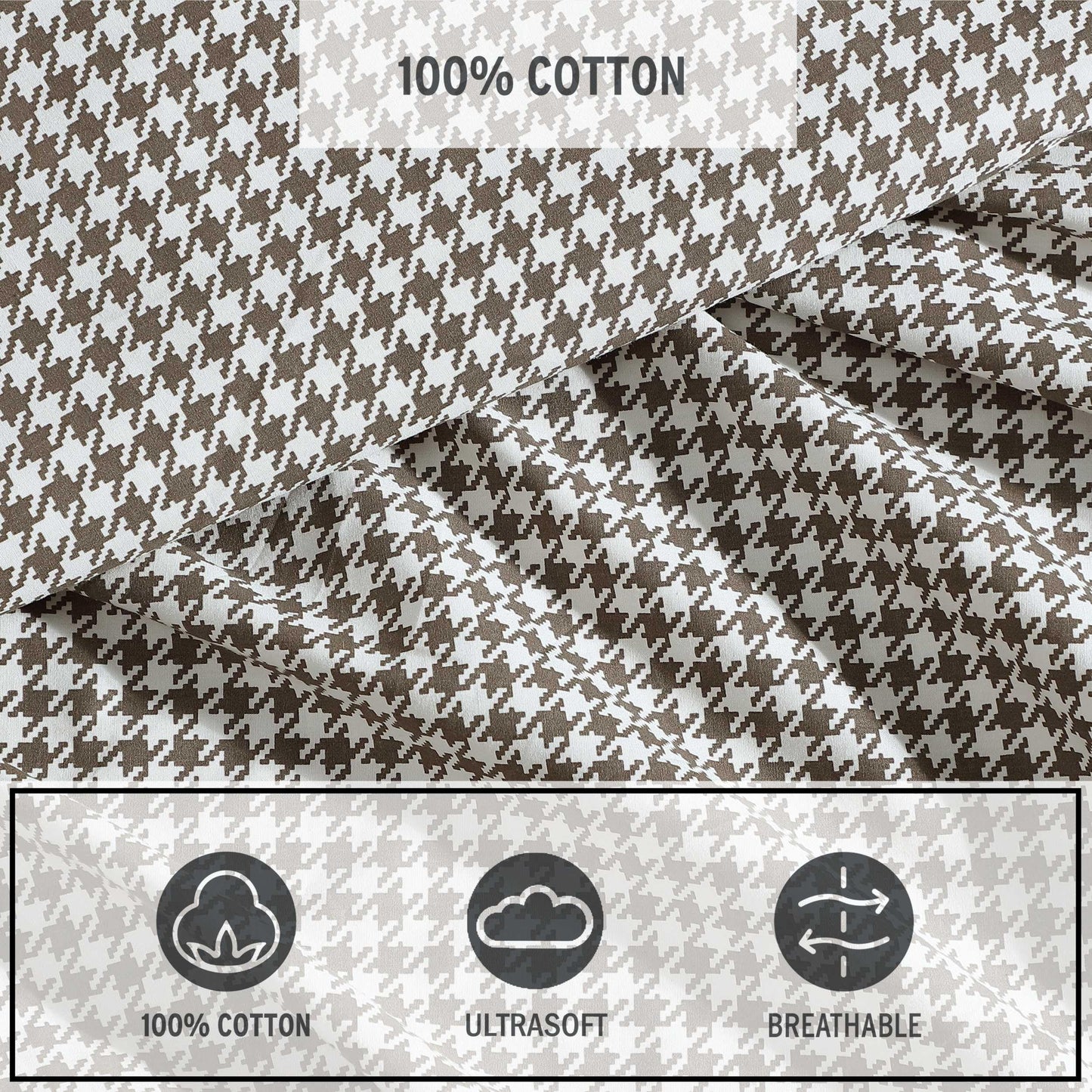 Eddie Bauer - Twin Sheet Set, Crisp & Cooling Sheets w/a Naturally Smooth Cotton Percale Lightweight Feel - Matching Pillowcase & Deep Pocket Fitted Sheet (Harrison Brown)