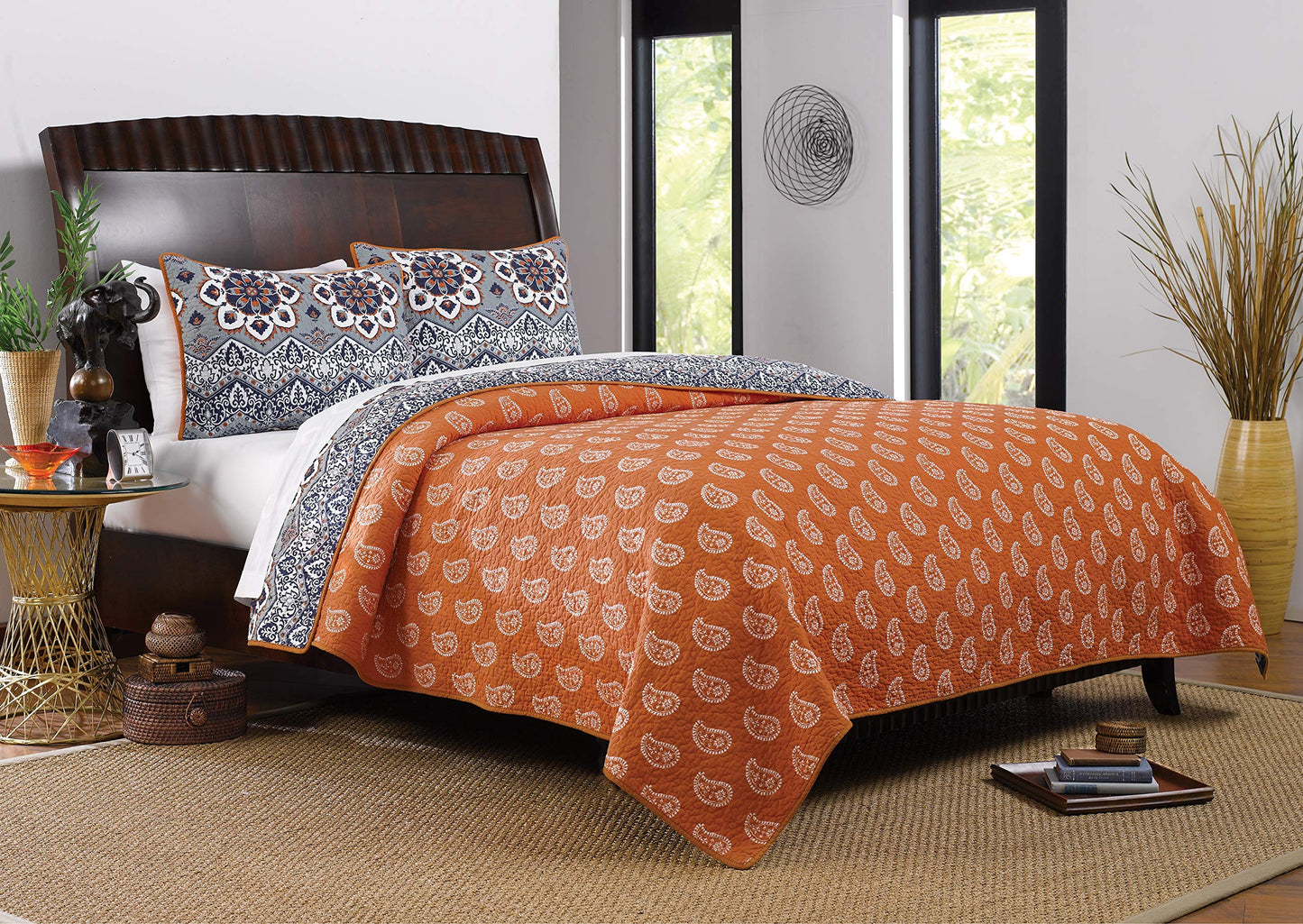 Barefoot Bungalow Medina Quilt Set, 3-Piece King/Cal King, Saffron,GL-1510JMSK