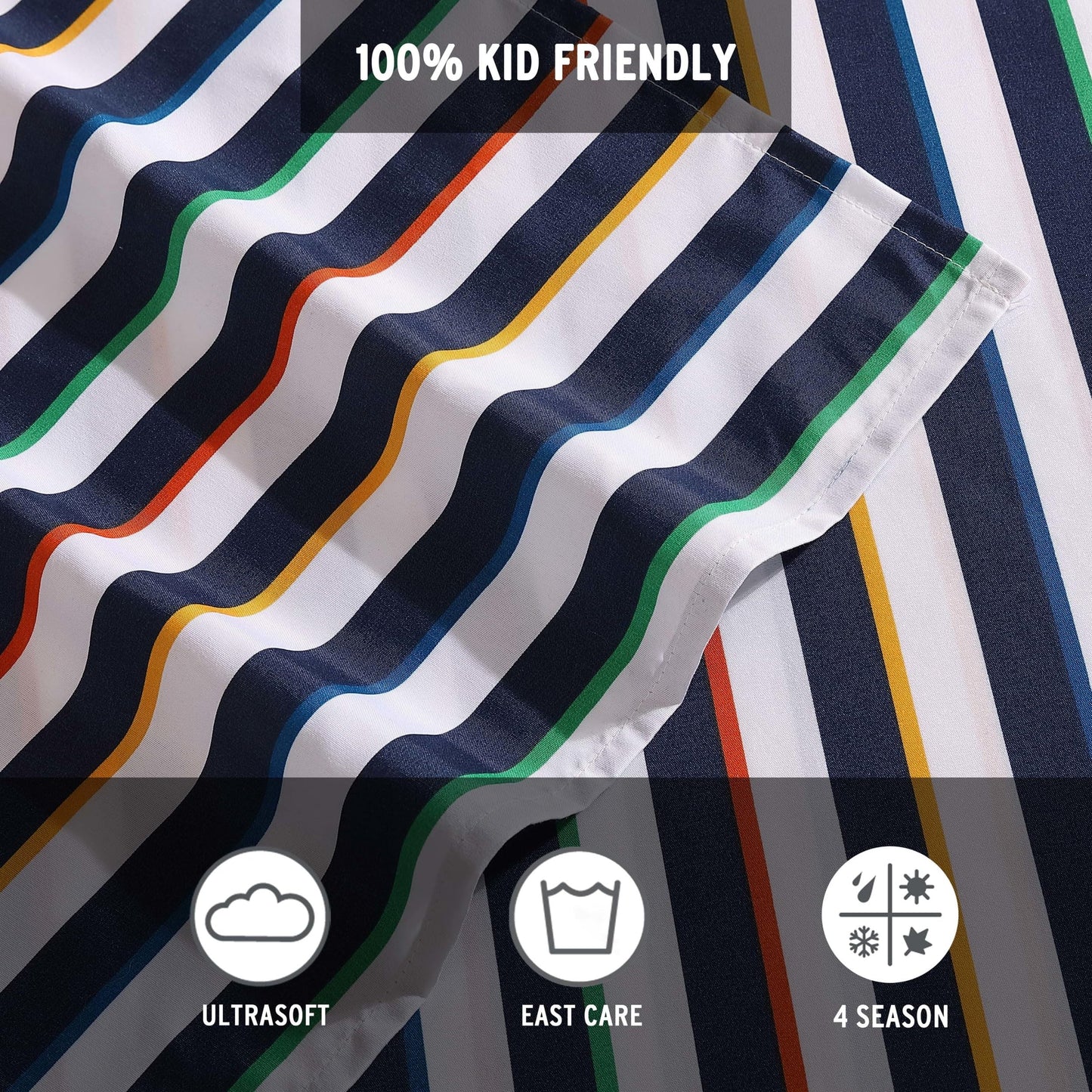 Eddie Bauer Kids - Full Sheet Set, Ultra-Soft Microfiber Bedding with Fully Elastic Fitted Sheet, Kids Bed Set with Pillowcases, Easy Care Bedding (Stripes Game)