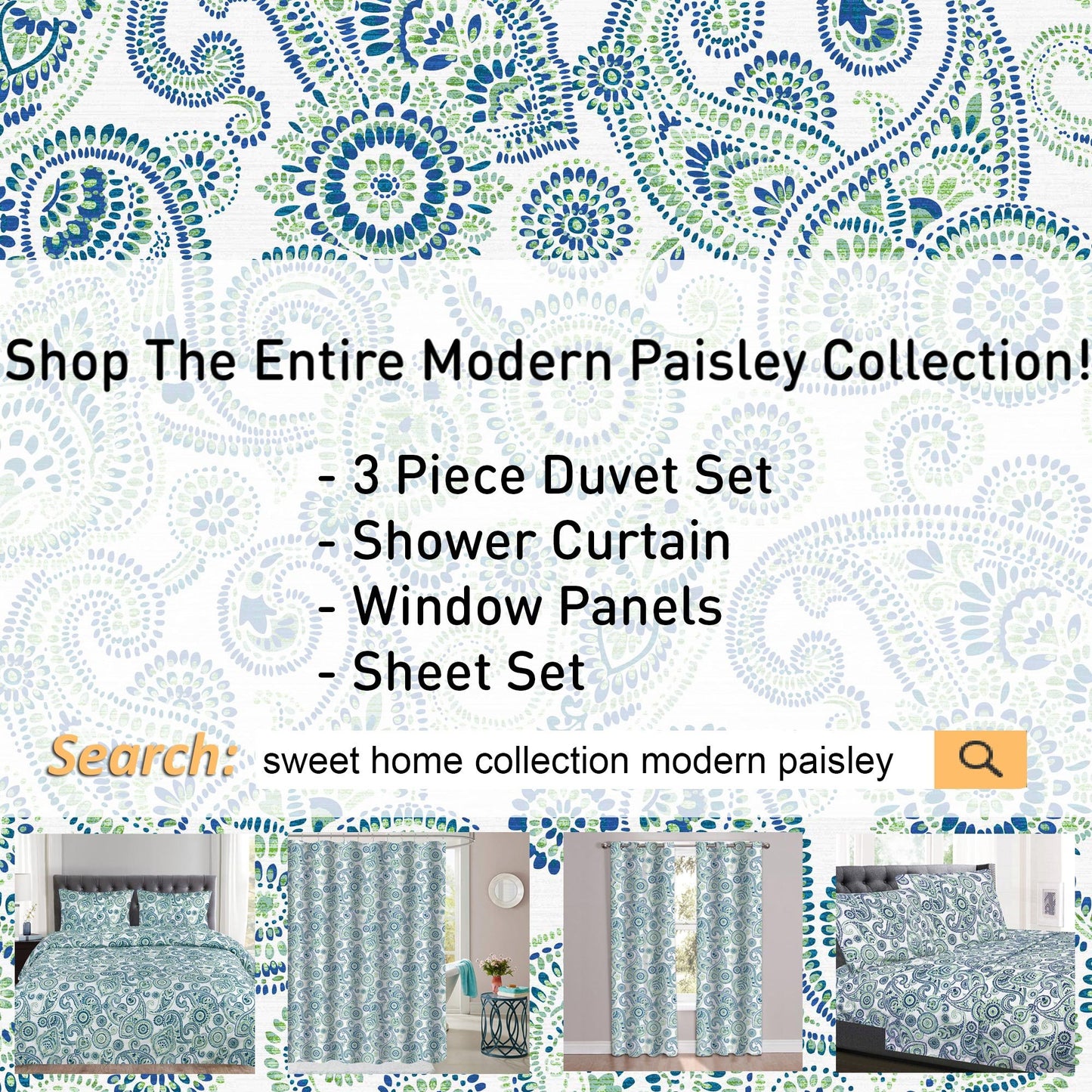 1500 Supreme Collection Extra Soft Modern Paisley Pattern Sheet Set, Queen - Luxury Bed Sheets Set with Deep Pocket Wrinkle Free Bedding, Trending Printed Pattern, Queen Size
