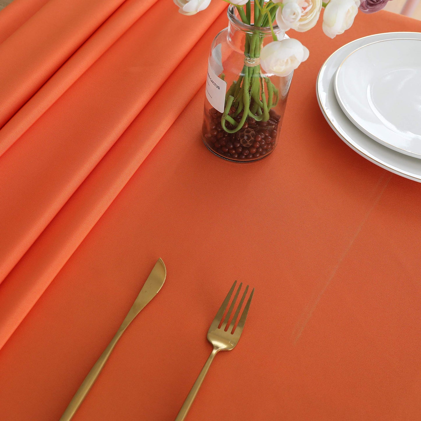 FOLINS&HOME Orange Rectangular Table Cloth in Heavy Duty and Water Resistant Polyester-Wrinkle Free Spillproof and Washable Tablecloth 60 x 120 inch-Table Cover for Indoor and Outdoor-Oblong/Rectangle