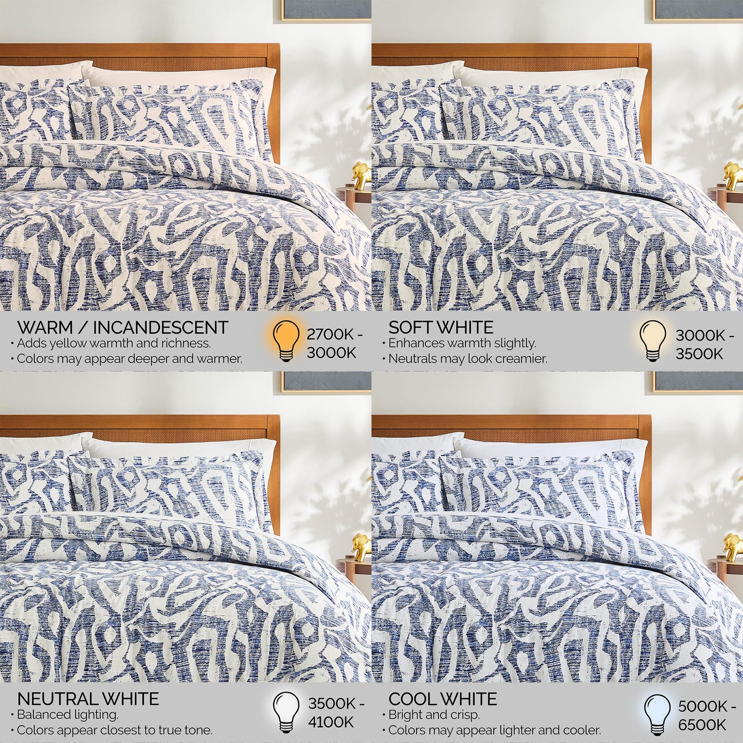 Southshore Fine Living, Inc. Oversized California King Duvet Cover Set - Printed Blue Duvet Cover King Size - Pet Hair Resistant Bedding, Fade Resistant, Zipper Closure - 2 Pillow Shams - Khari Blue