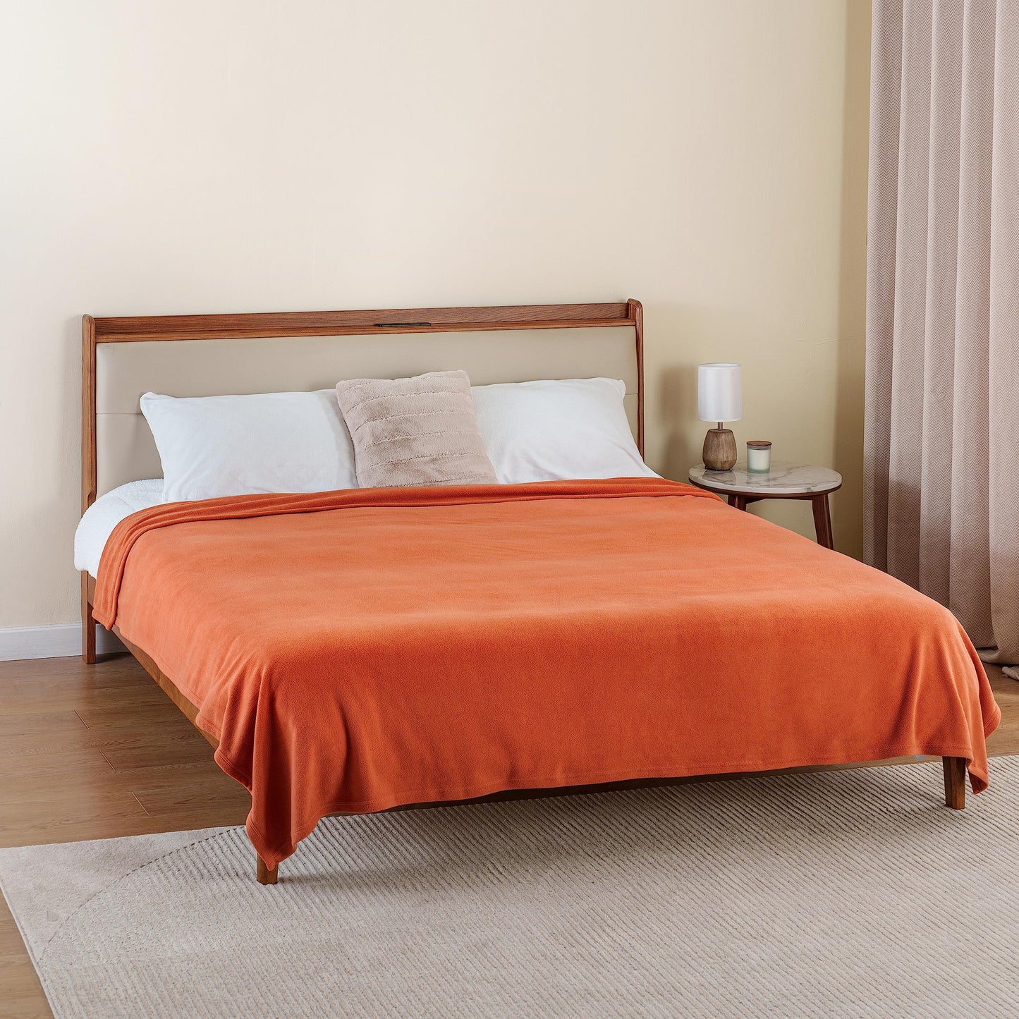 Berkshire Blanket Microfleece Twin Size Bed Blanket Amberglow Orange, Lightweight Soft Breathable Plush Micro Fleece Blanket for Bed Couch Sofa, 60x92 Inches