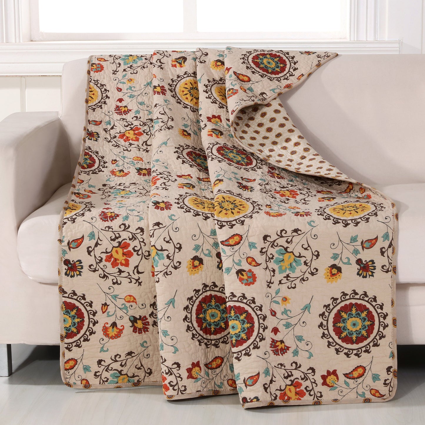 Greenland Home Andorra 100% Cotton Quilted Throw Blanket