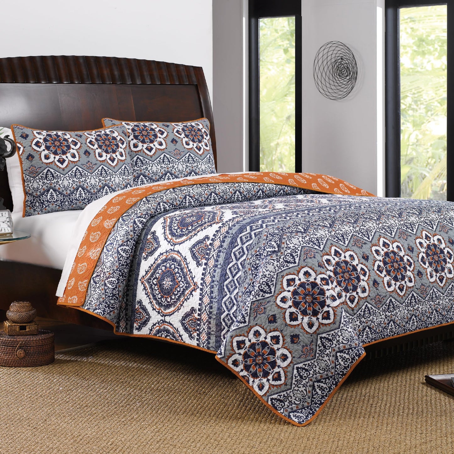 Barefoot Bungalow Medina Quilt Set, 3-Piece King/Cal King, Saffron,GL-1510JMSK