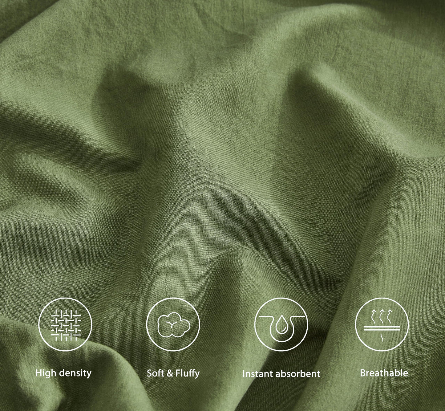 Chezmoi Collection Stone Washed Full Size Sheet Set - 4-Piece Extra Soft Breathable Wrinkle & Fade Resistant 14-Inches Deep Pocket Sheets & Pillowcases Set - Full, Olive Green