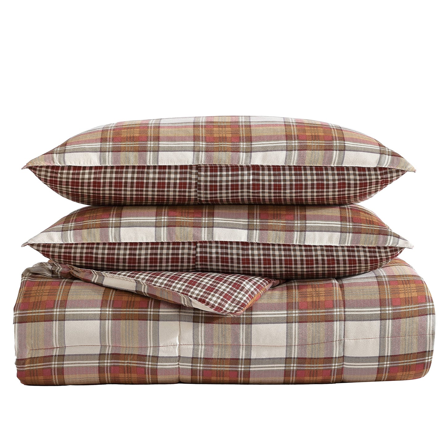 Eddie Bauer - Queen Comforter Set, Soft & Reversible Alt Down Bedding, Medium Weight for Year Round Comfort, 3 Piece Bed Set with Matching Shams (Edgewood Red)