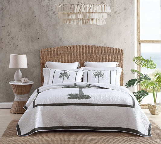 Tommy Bahama - King Quilt, Reversible Cotton Bedding, Breathable Bedding Set for All Seasons (Palm Island Green, King)