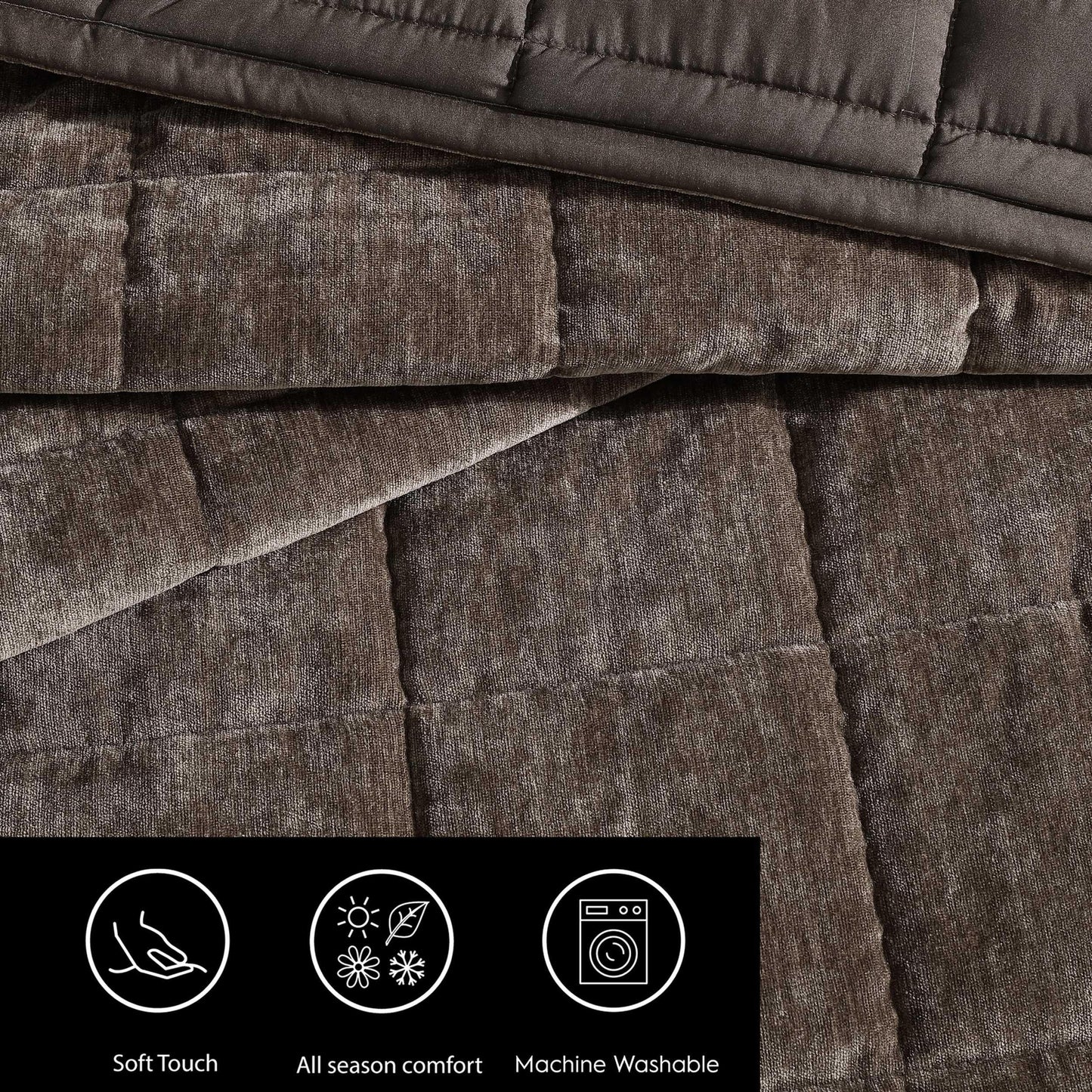 Vera Wang - Queen Quilt Set, Super Soft Bedding Set with Matching Shams, Modern Room Essentials (Chenille Box Solid Chocolate Brown, Queen)