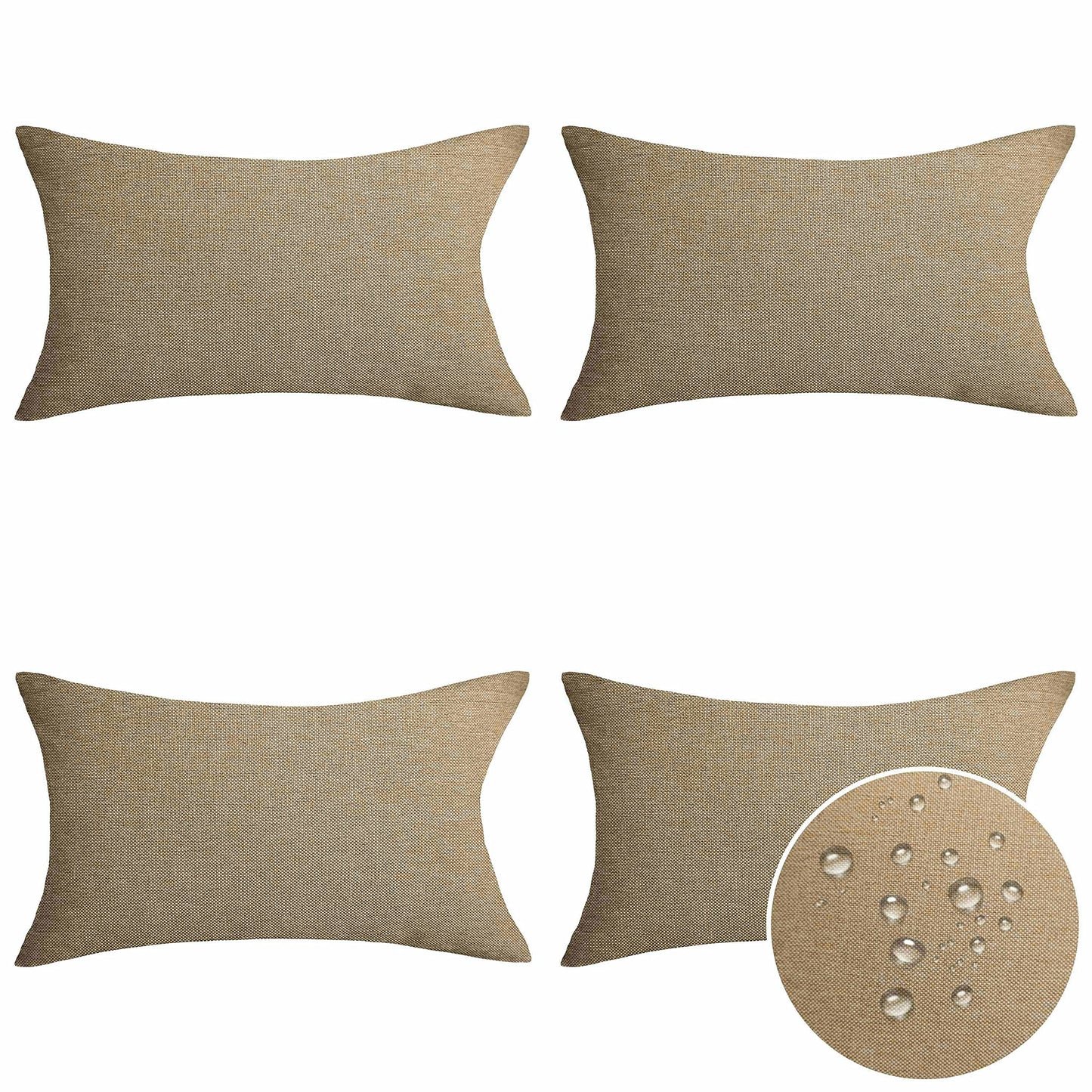 Home Brilliant Lumbar Pillow Outdoor Pillows for Patio Couch Throw Pillow Covers, 12x20 inch, Set of 4, Linen