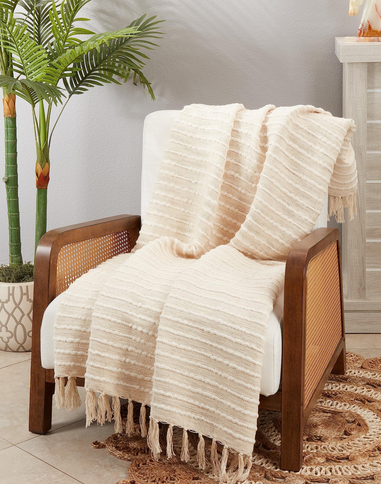SARO LIFESTYLE Cuddle Up Chunky Stripe Throw Blanket