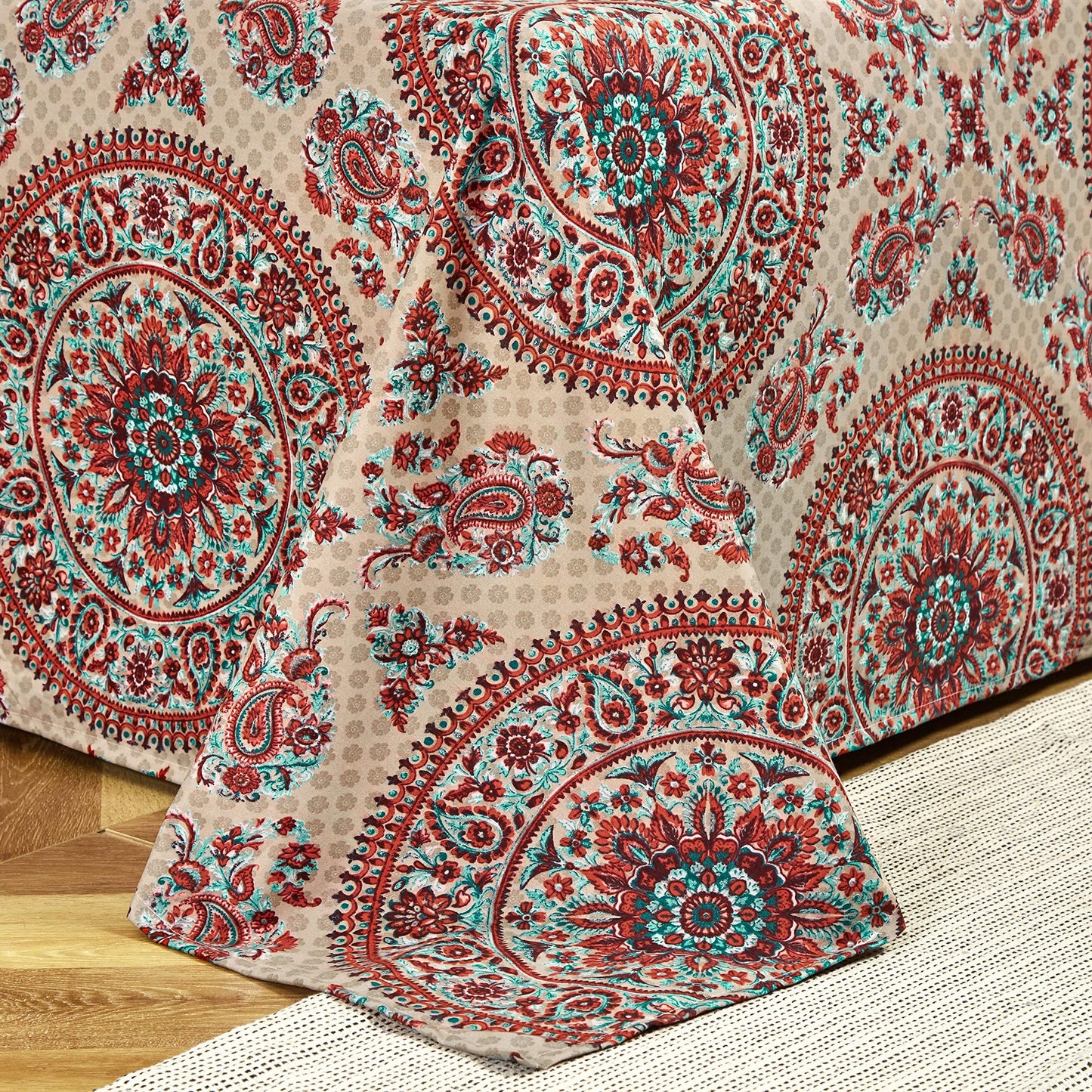 Tache 3pc Bohemian Boho Chic Medallion Mandala Paisley Boteh Flat Sheet, Queen