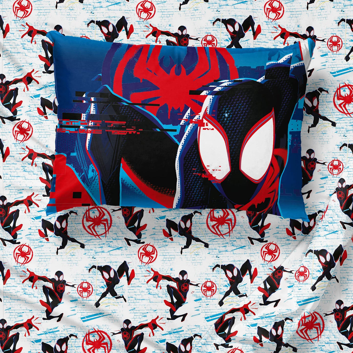Jay Franco Marvel Spiderman Spider-Verse 5 Piece Twin Comforter Set - Kids Bed in a Bag - Super Soft Fade Resistant Microfiber Machine Washable - Miles Morales & Ghost-Spider (Official Marvel Product)
