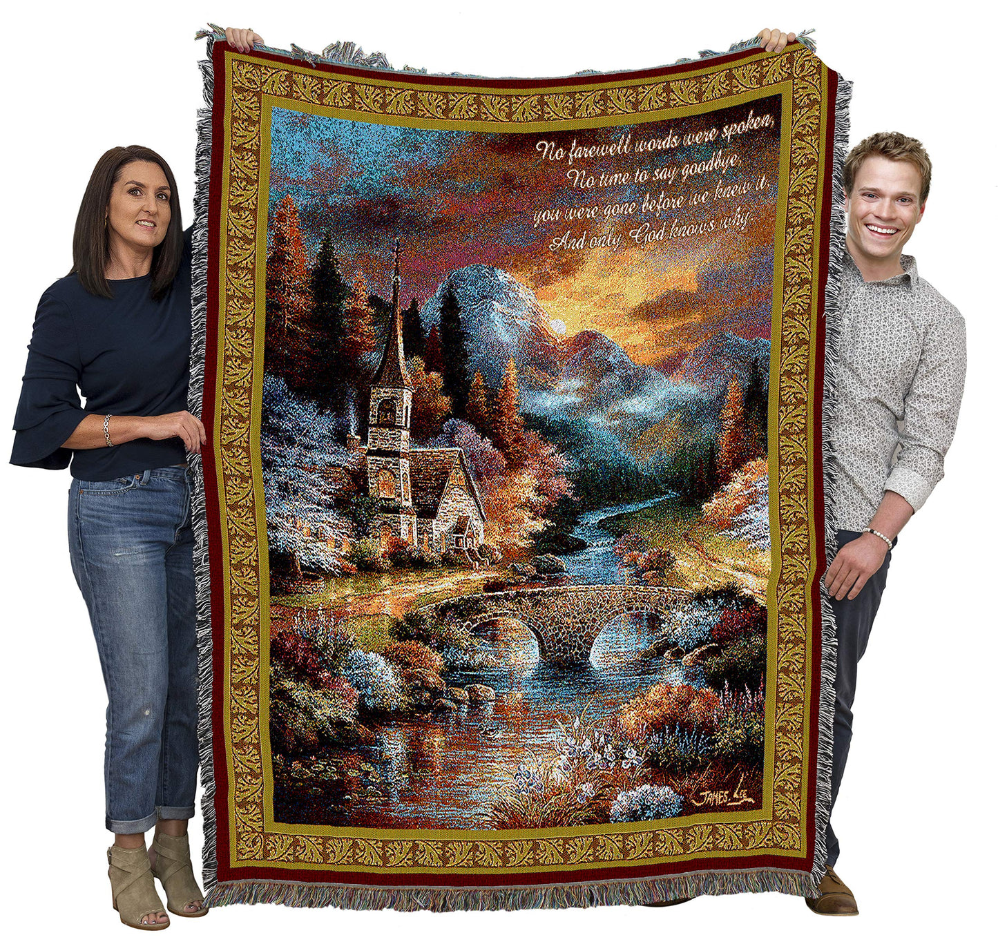 Pure Country Weavers Early Service Blanket by James Lee - No Farewell Words were Spoken - Sympathy Bereavement Gift Tapestry Throw Woven from Cotton - Made in the USA (72x54)
