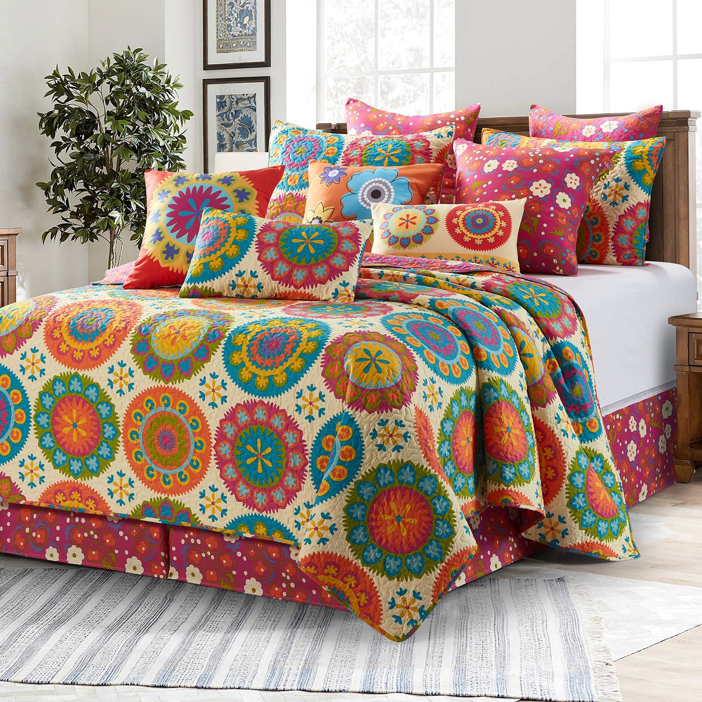 Virah Bella 3 Piece Full/Queen Lodge Quilt Bedding Set - Rustic Country Reversible Comforter Set with Decorative Pillow Shams - Suri