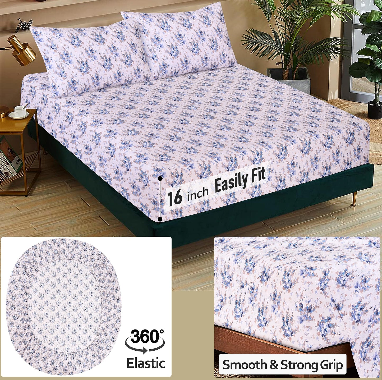 RUVANTI 100% Cotton Percale Sheets Full Size – Crisp Cooling Bed Sheets for Hot Sleepers, Deep Pocket 16”, Soft Breathable & Durable Hotel-Style 4 Piece Set, Maple