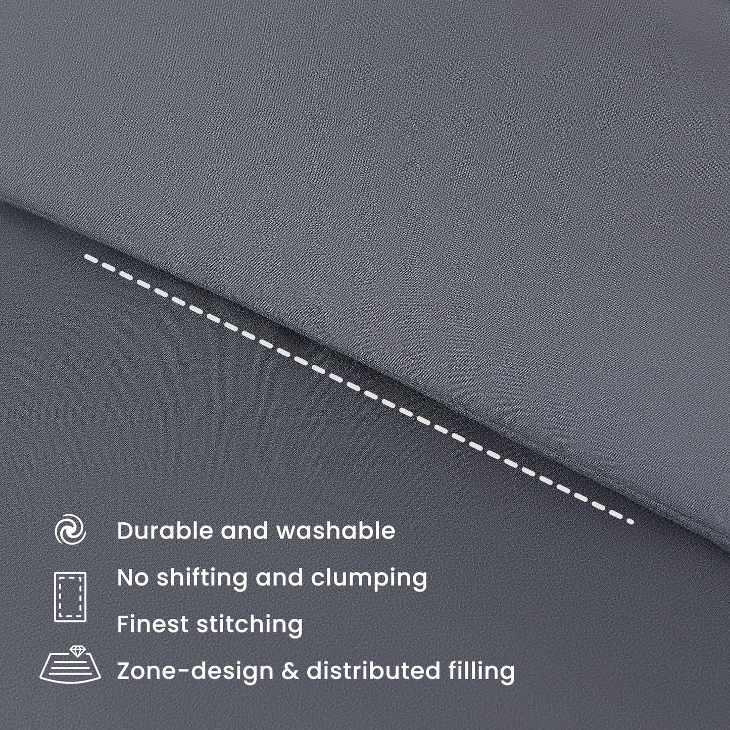 SLEEP ZONE Comforter Duvet Insert, Queen Size Quilted Reversible Comforters, Soft All Season Duvet, Down Alternative Breathable Bedding with 8 tabs, 2 Sides Dark Gray 88 x 88 Inches