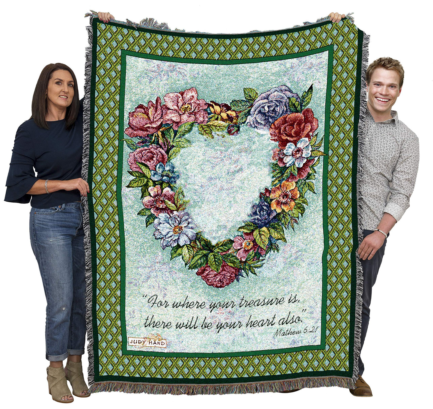 Pure Country Weavers Treasured Heart Blanket - Sympathy Bereavement Gift Tapestry Throw Woven from Cotton - Made in the USA (72x54)