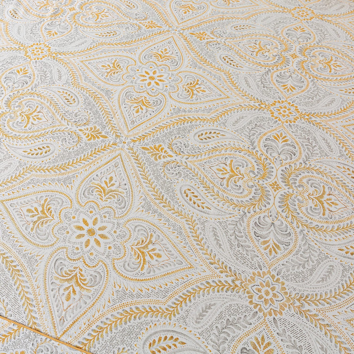 FADFAY Luxury Sheets Set Full Classical Damask Paisley Bedding Luxurious Gold Classy Paisley Bed Sheet Set Breathable 100% Cotton Ultra Soft Hypoallergenic Deep Pocket Fitted Sheet 4Pcs, Full Size