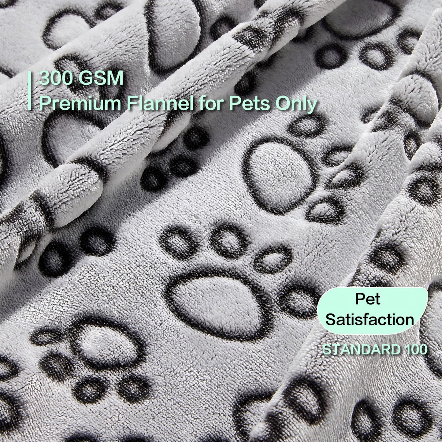 Stuffed Premium Soft Dog Blanket, with Flannel Grey Cute Paw Print, 43 * 66 inches Medium Large Size, Self Warming Cat Blanket Puppy Supplies Dog Products Stuff Essentials